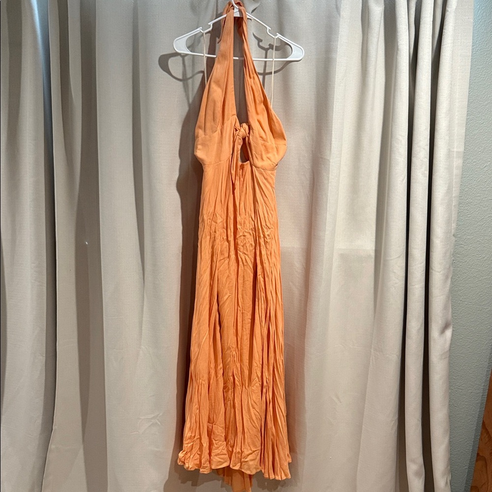 Free People Halter Maxi Dress in Orange/peach color